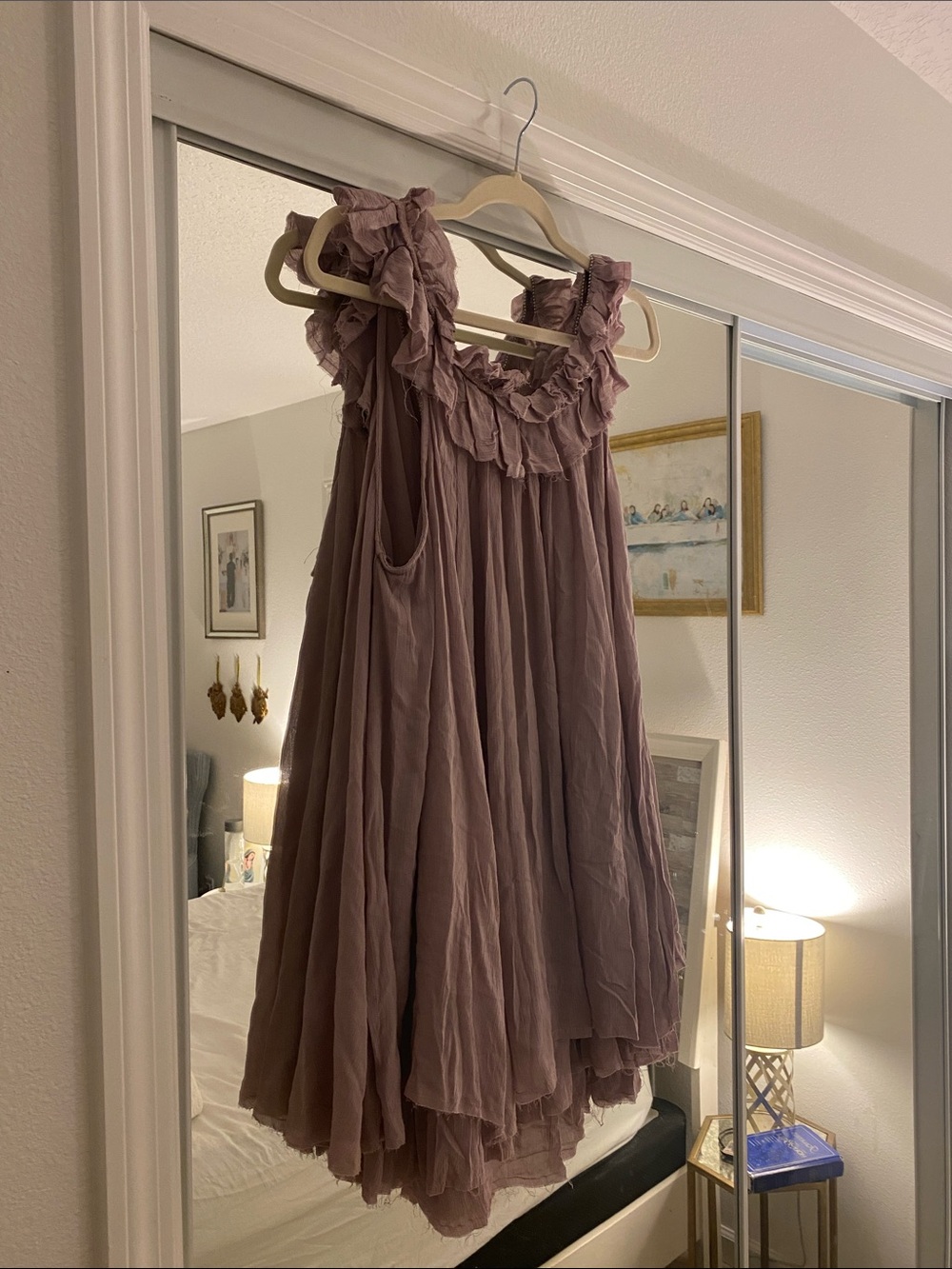 NWT Free People Mauve Ruffled Layered Babydoll Tank Dress